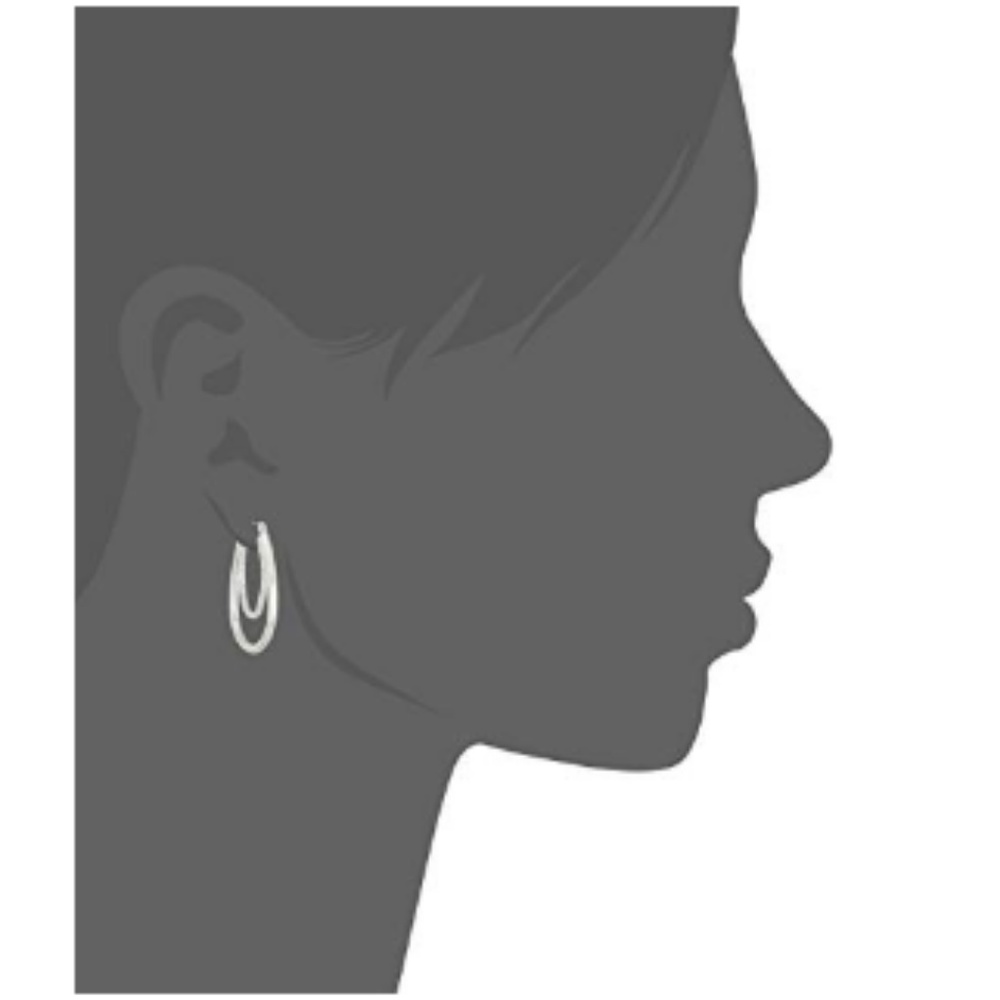 Women's Silver Double Hoop Earrings - Picture 3 of 5